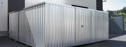 Mini Lagerhalle mit großer 1-flügel Tür 36m³ Lagercontainer Materialcontainer