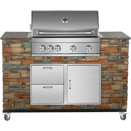 EL FUEGO AY 3000 OUTDOOR GRILLKÜCHE BUILT-IN Gasgrill, Schwarz (19800 Watt)